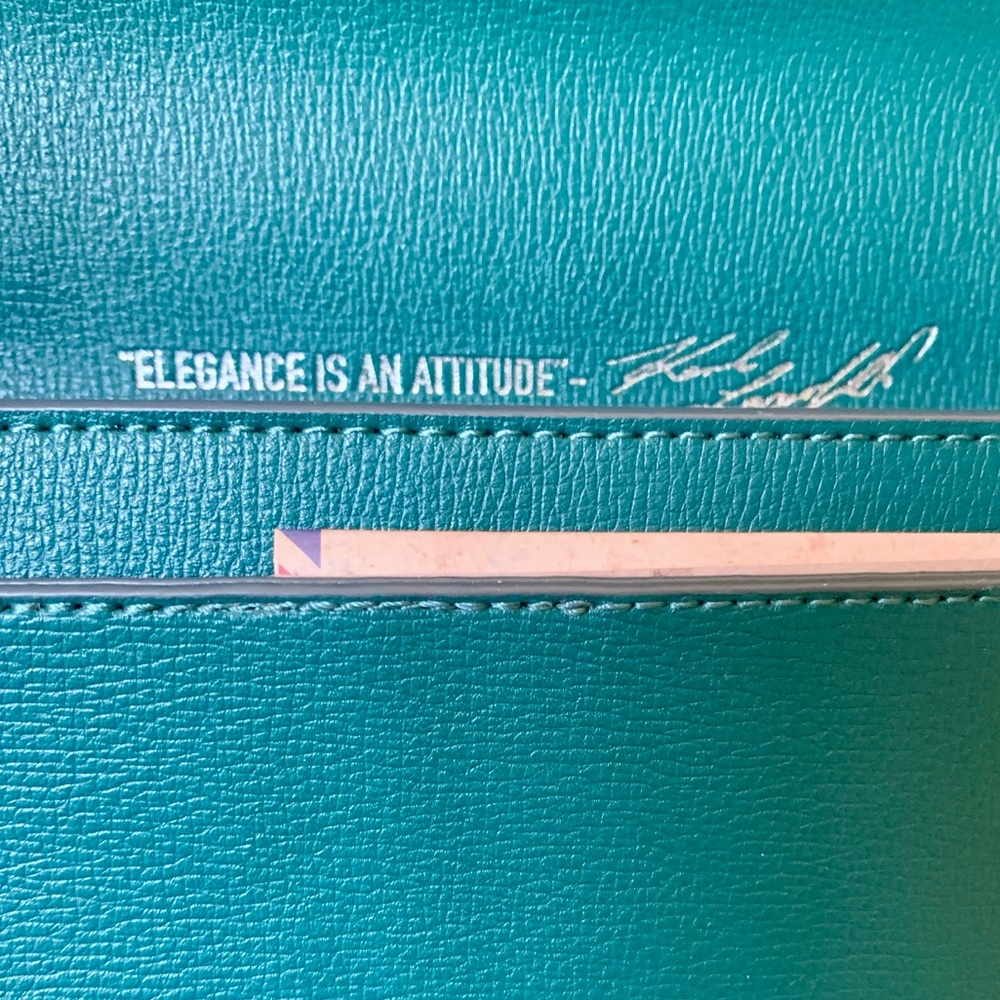 Karl Lagerfeld Paris Simone Crossbody Bag in Green Jewel Leather and Suede - Picture 12 of 14